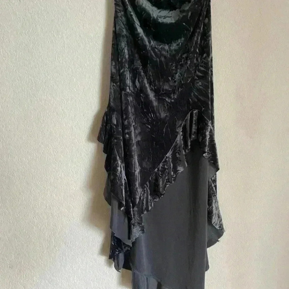 Silence + Noise Luna Velvet Strapless Ruffle Asymmetrical Goth Midi Dress S - Picture 6 of 14